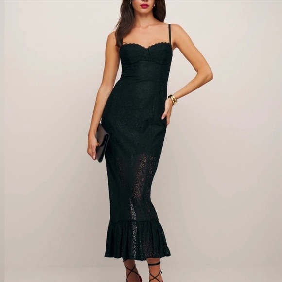 Reformation Canice Dress Black Lace size 10 - Picture 3 of 11